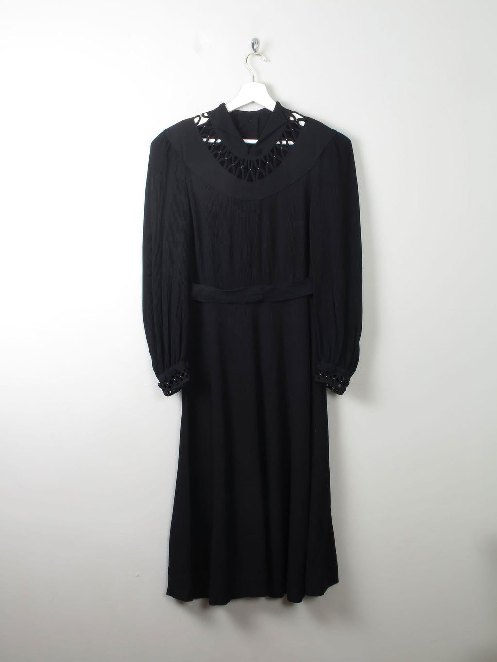 Vintage Black 1940s Dress S - The Harlequin