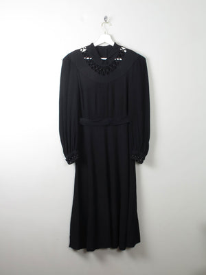 Vintage Black 1940s Dress S - The Harlequin
