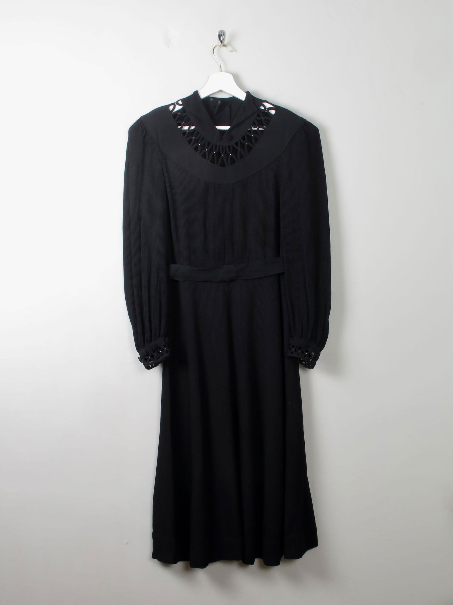 Vintage Black 1940s Dress S - The Harlequin