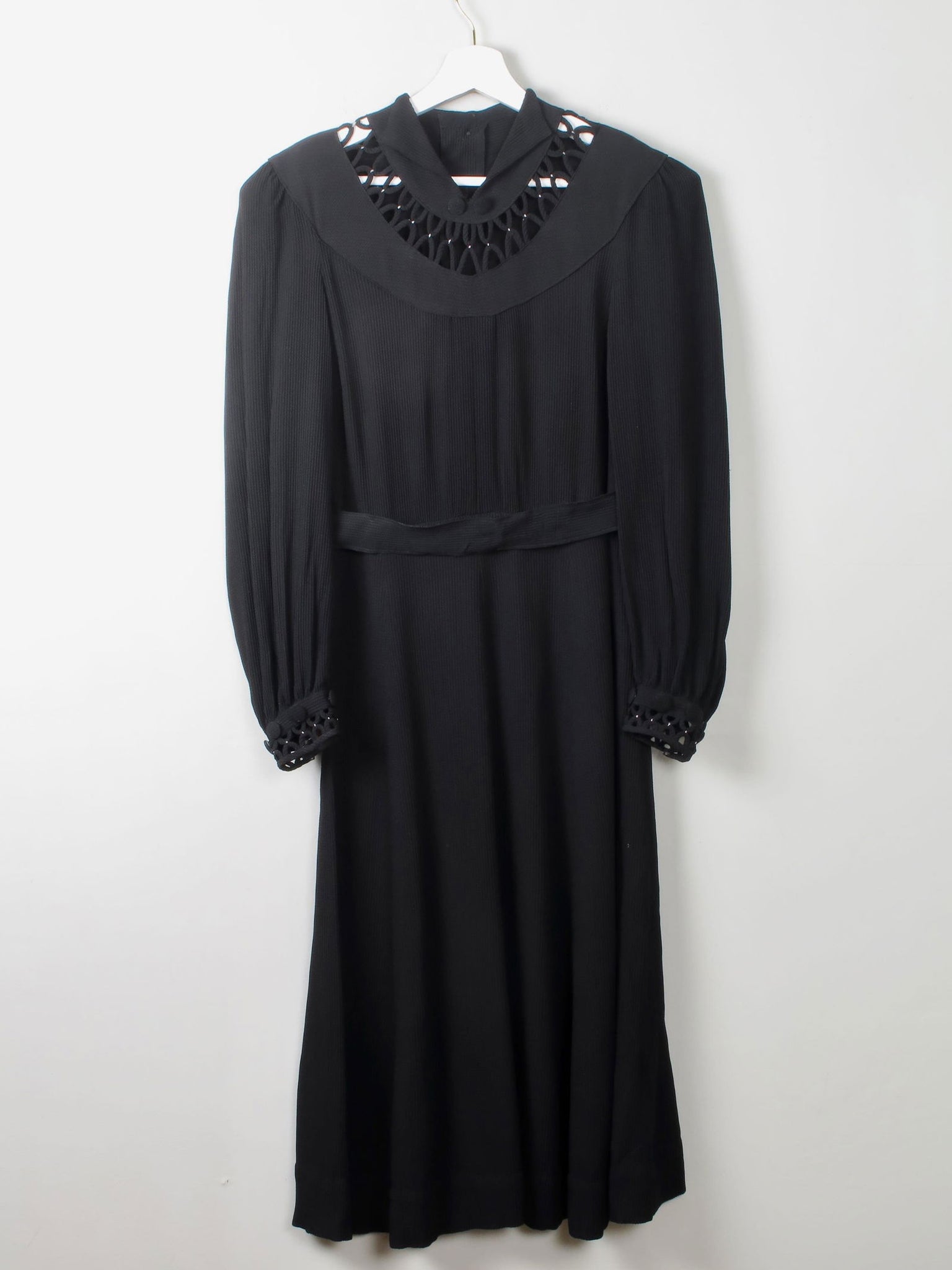 Vintage Black 1940s Dress S - The Harlequin