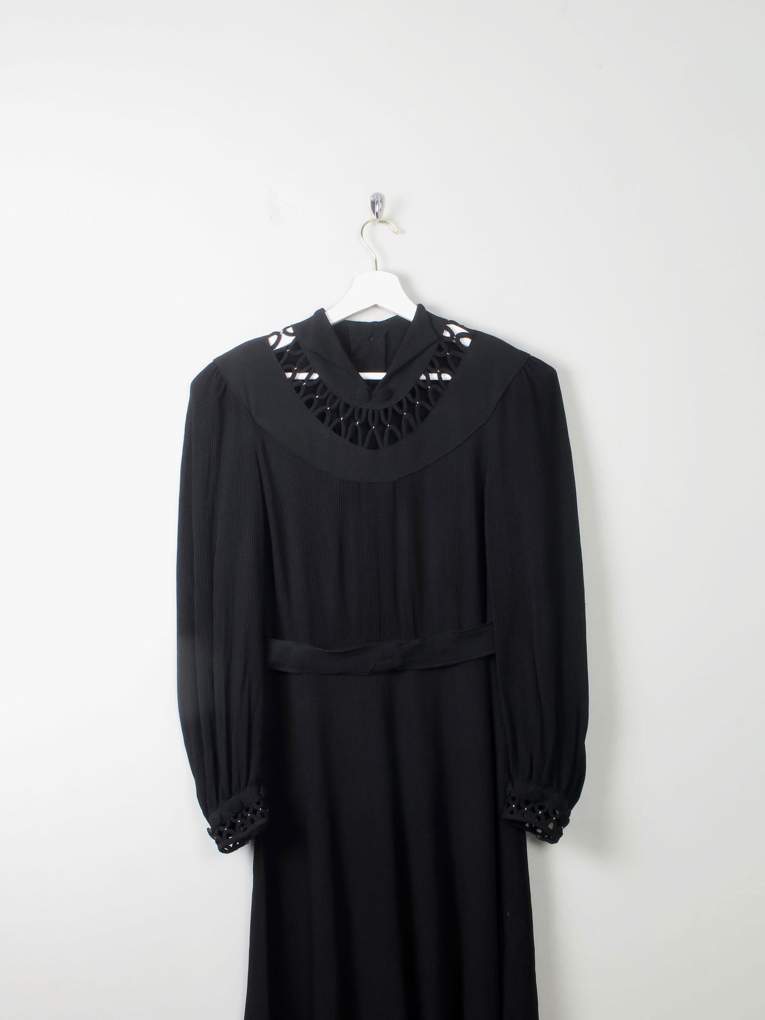 Vintage Black 1940s Dress S - The Harlequin