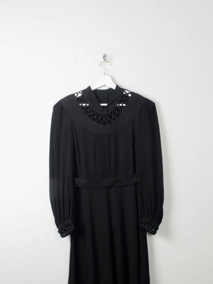 Vintage Black 1940s Dress S - The Harlequin