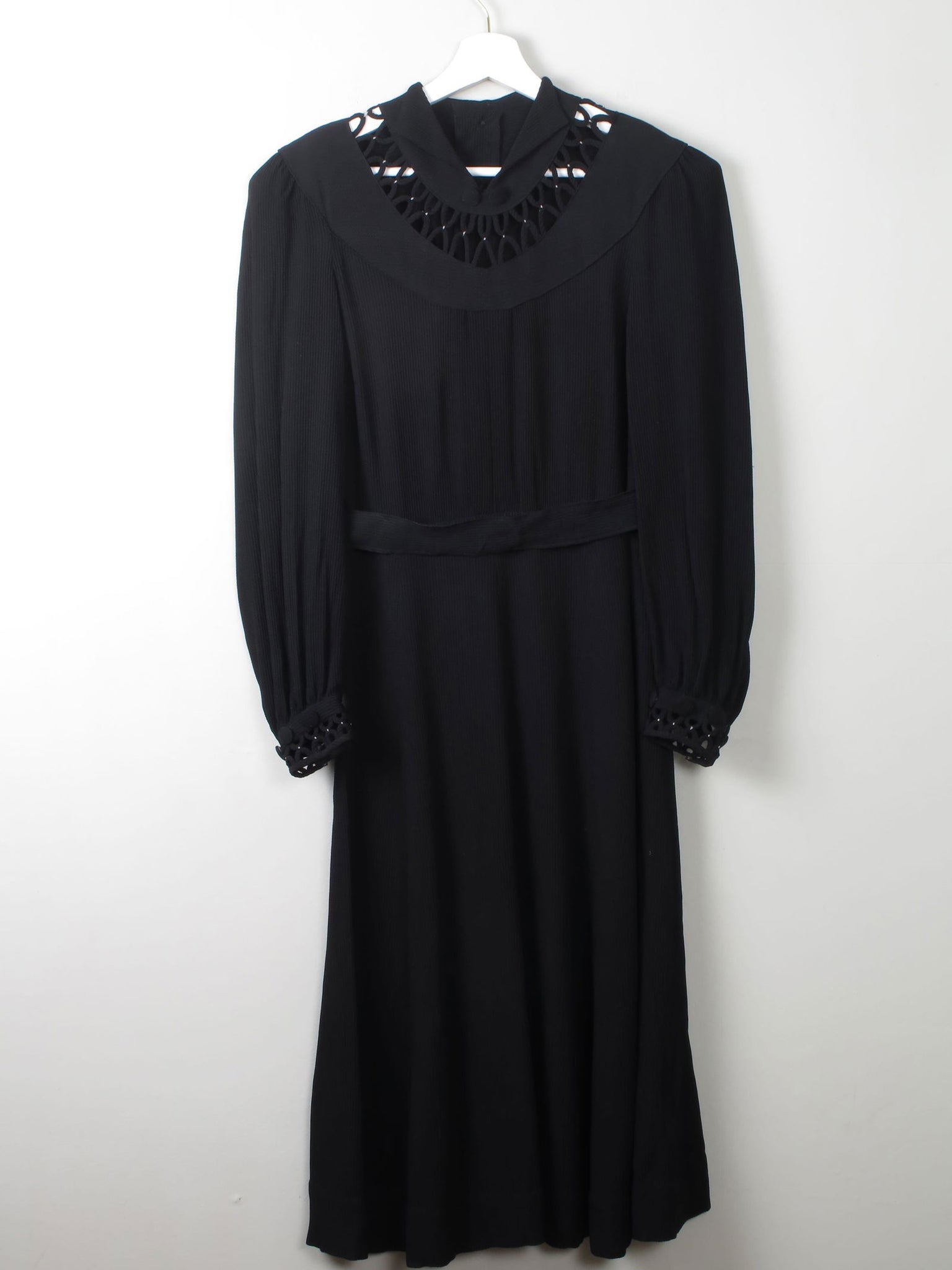 Vintage Black 1940s Dress S - The Harlequin