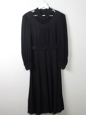 Vintage Black 1940s Dress S - The Harlequin