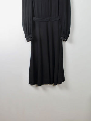 Vintage Black 1940s Dress S - The Harlequin