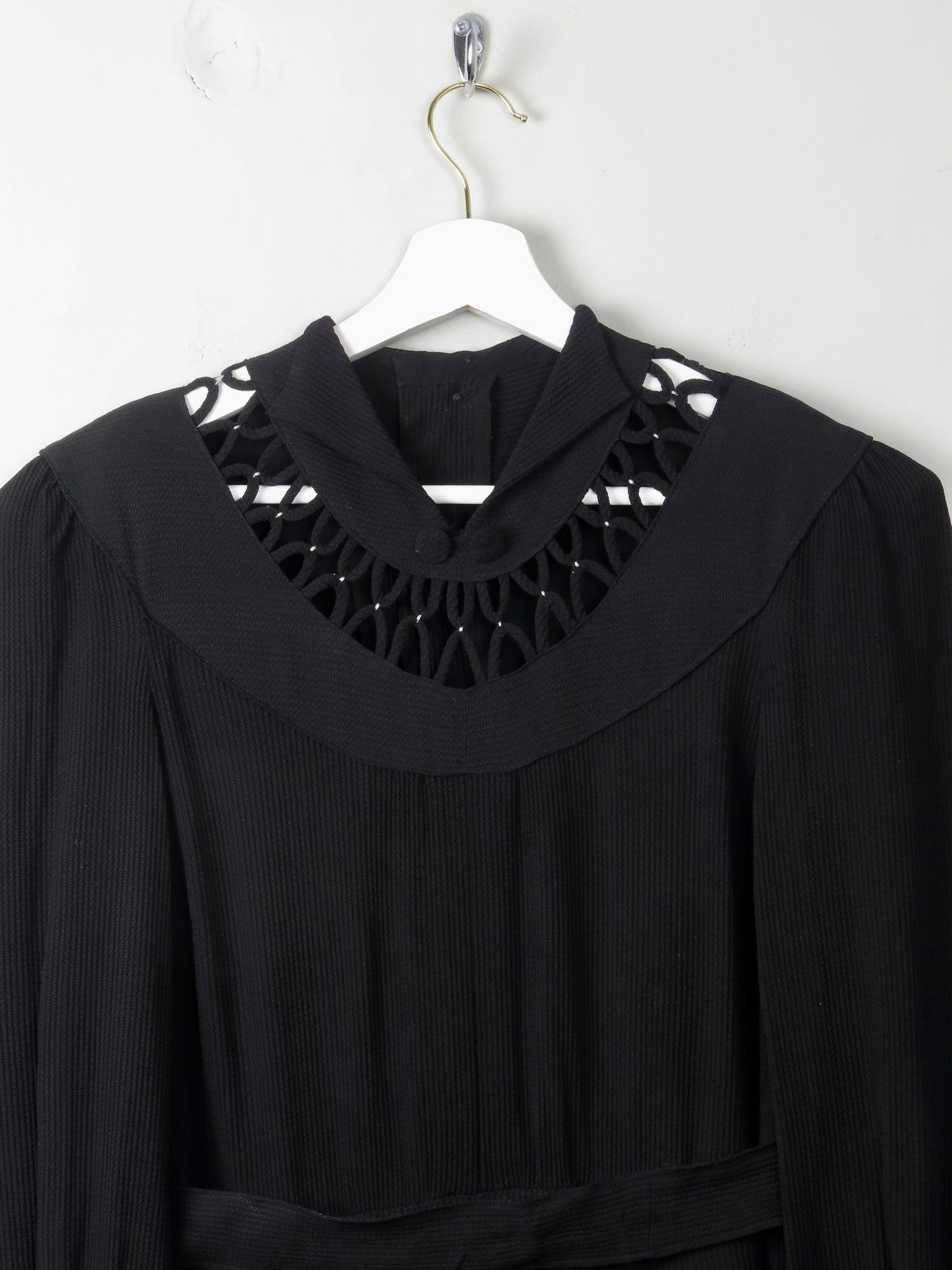 Vintage Black 1940s Dress S - The Harlequin