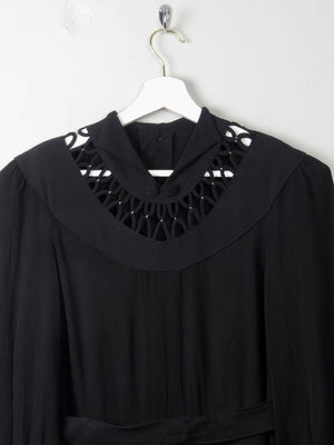 Vintage Black 1940s Dress S - The Harlequin