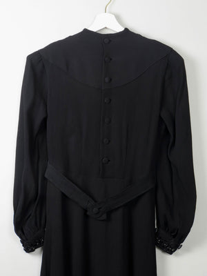 Vintage Black 1940s Dress S - The Harlequin