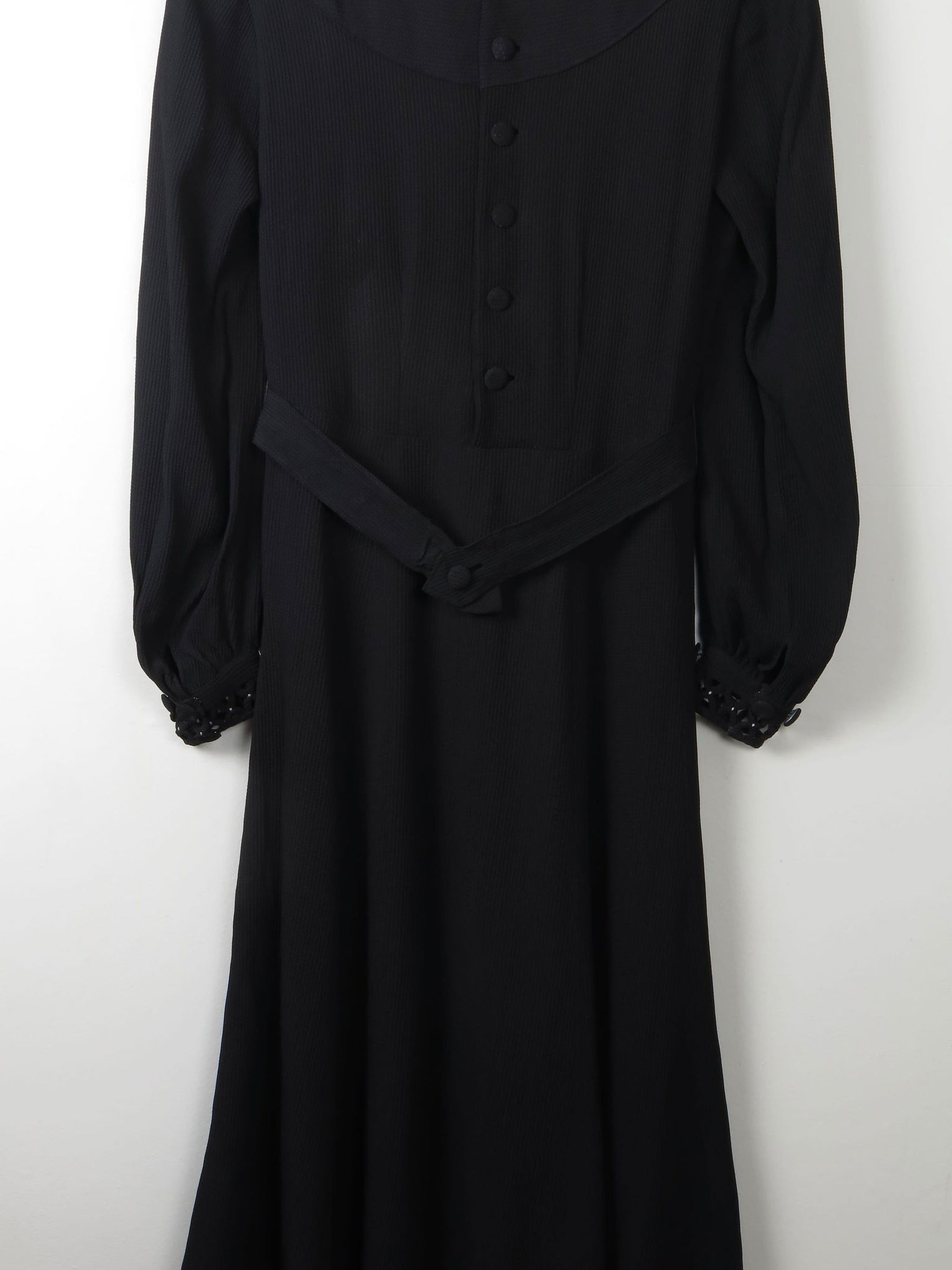 Vintage Black 1940s Dress S - The Harlequin