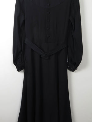 Vintage Black 1940s Dress S - The Harlequin
