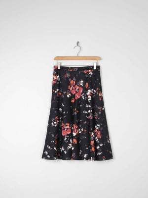 Vintage Black 1970s Floral Skirt S - The Harlequin