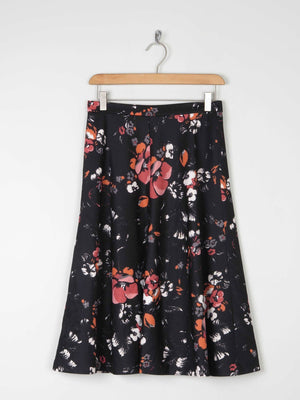 Vintage Black 1970s Floral Skirt S - The Harlequin