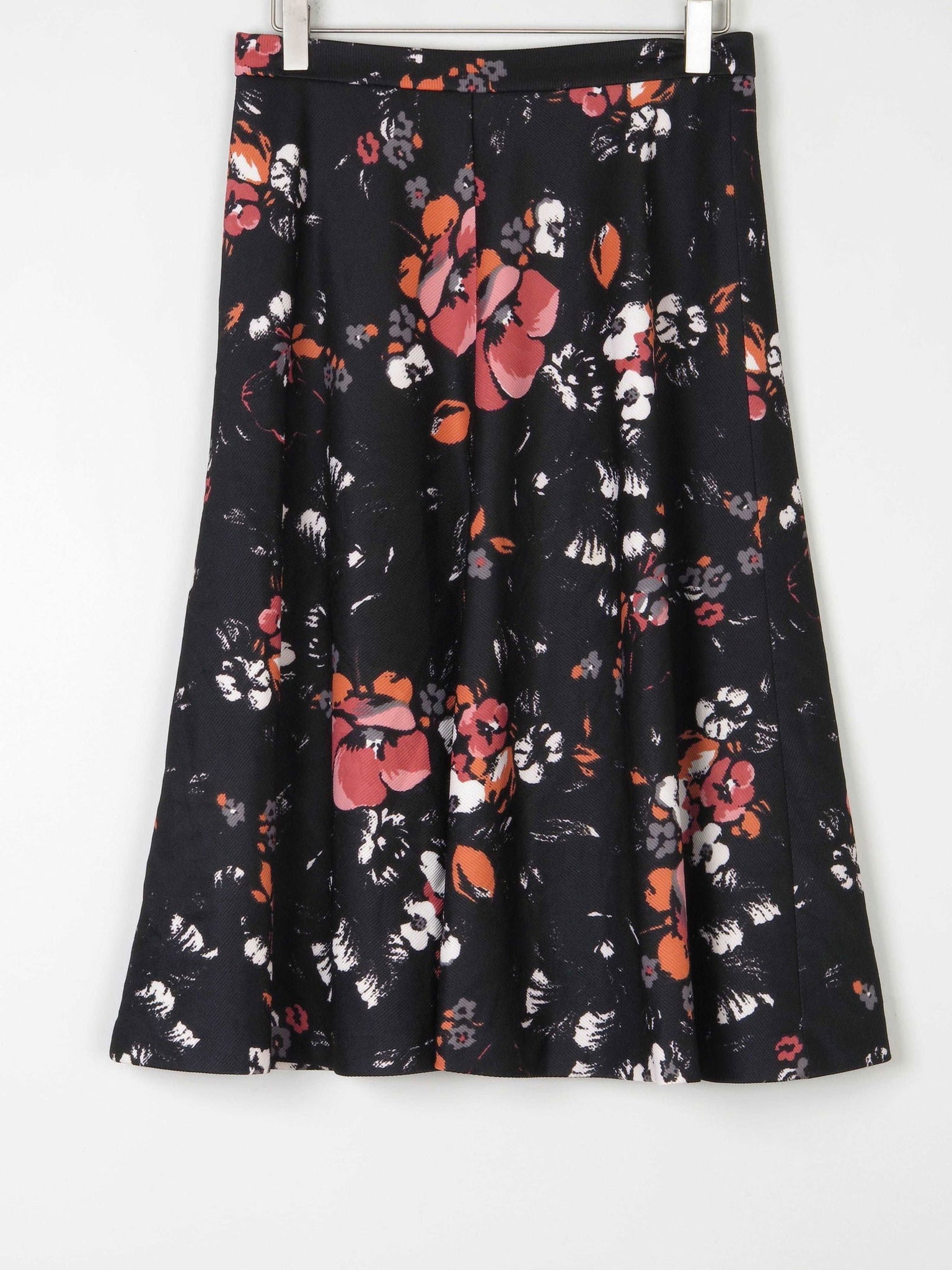 Vintage Black 1970s Floral Skirt S - The Harlequin