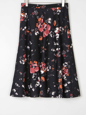 Vintage Black 1970s Floral Skirt S - The Harlequin