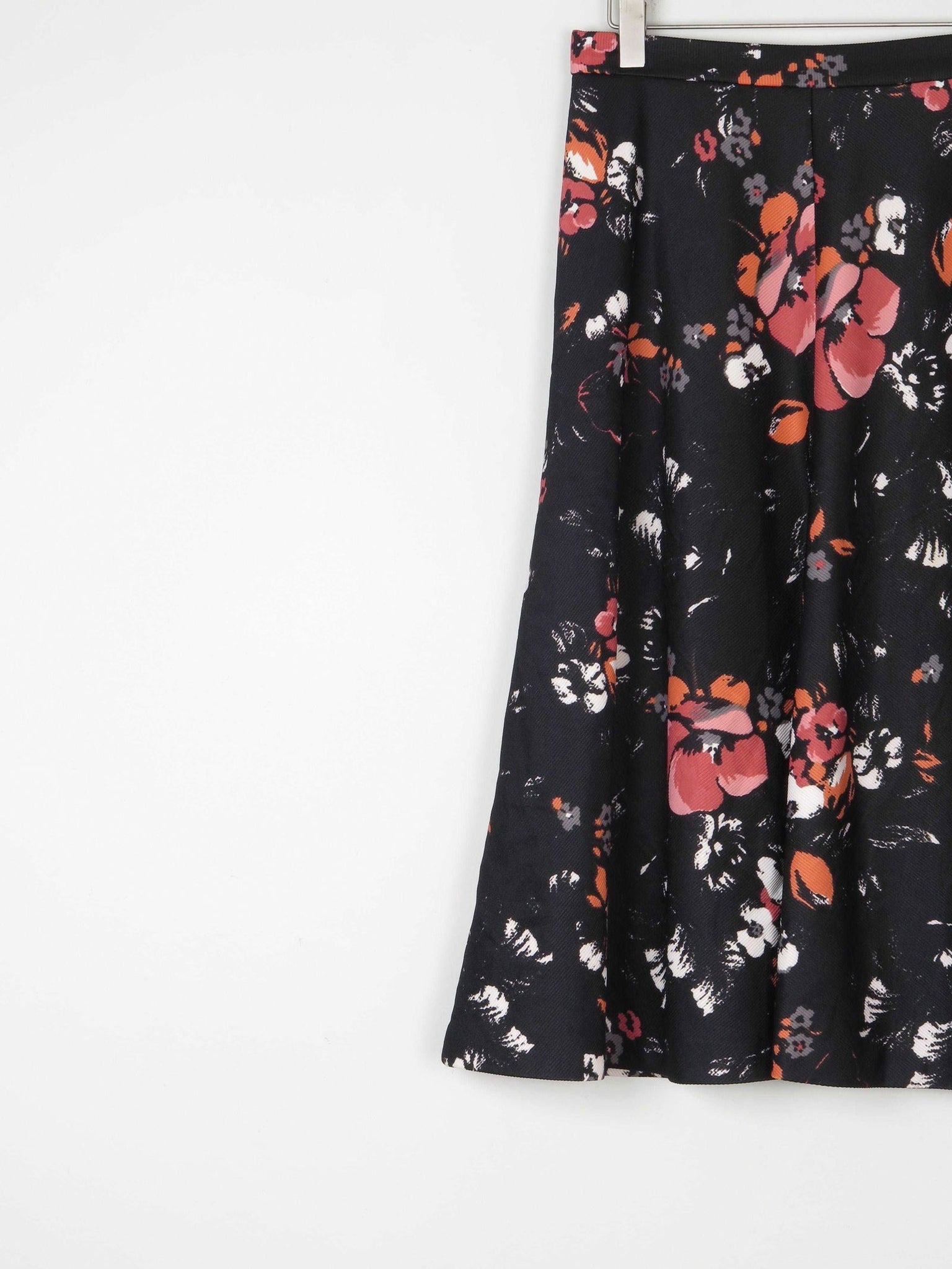 Vintage Black 1970s Floral Skirt S - The Harlequin