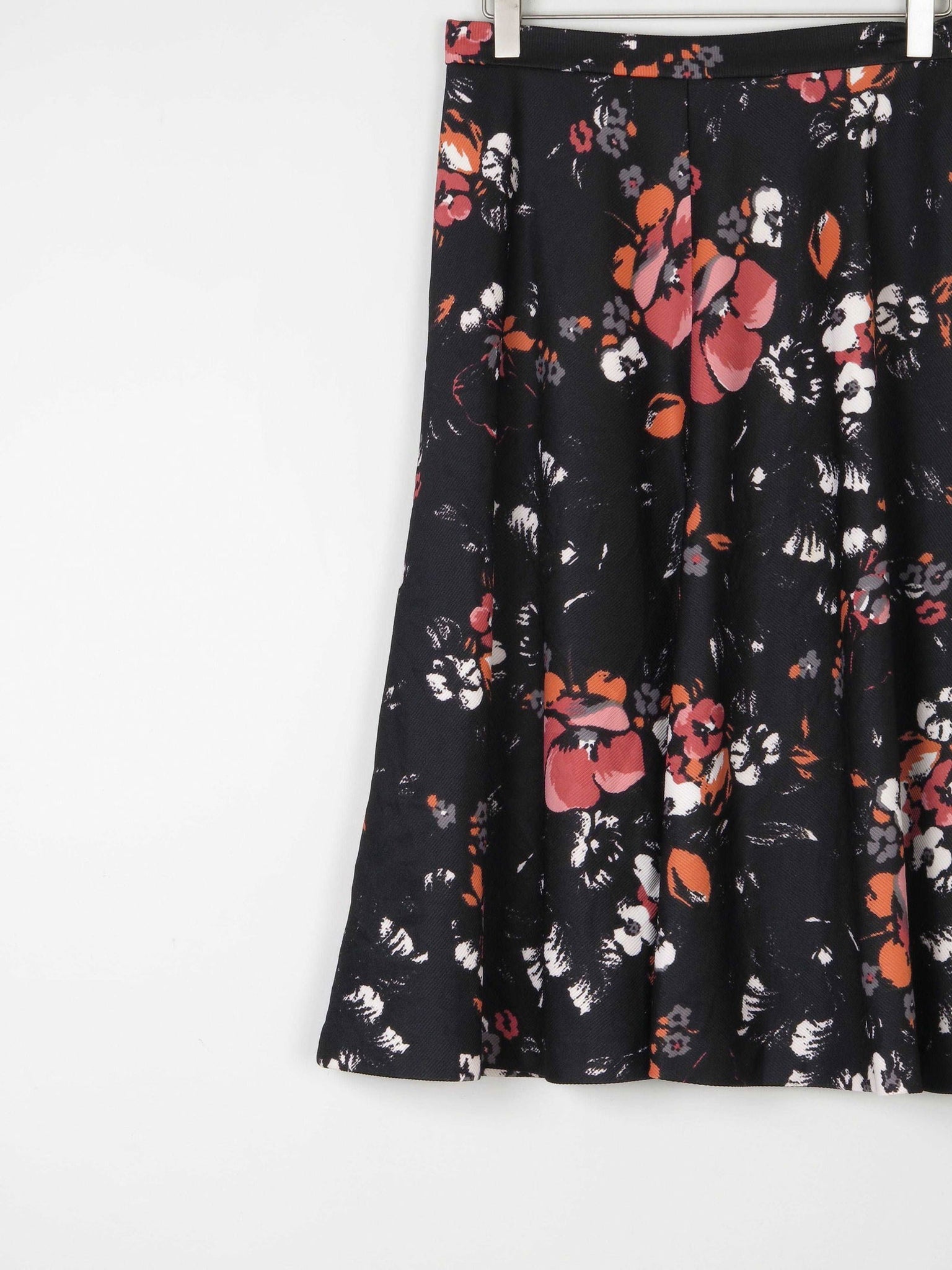 Vintage Black 1970s Floral Skirt S - The Harlequin