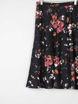Vintage Black 1970s Floral Skirt S - The Harlequin