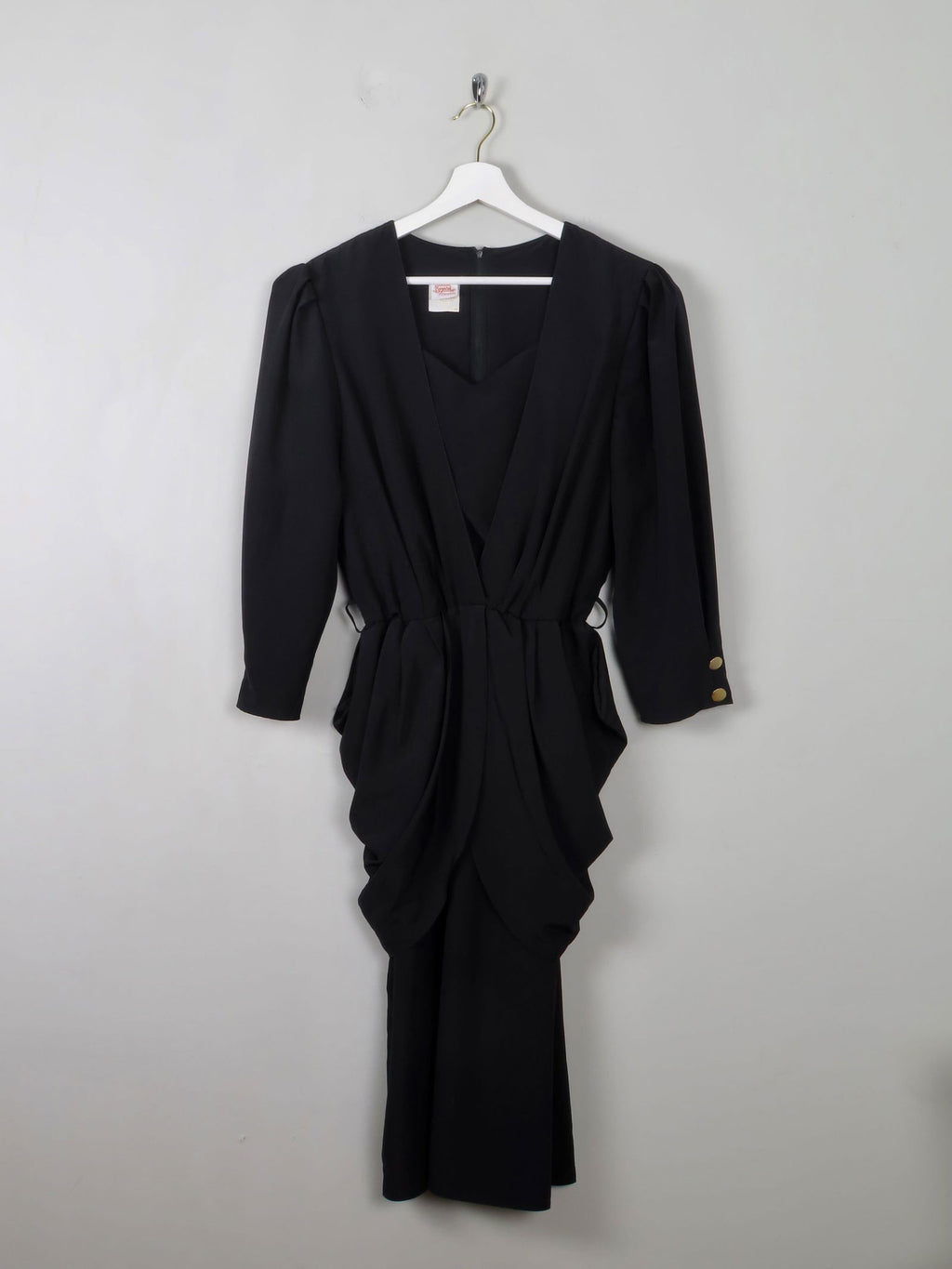 Vintage Black 80s Dress With Peplum M/L - The Harlequin