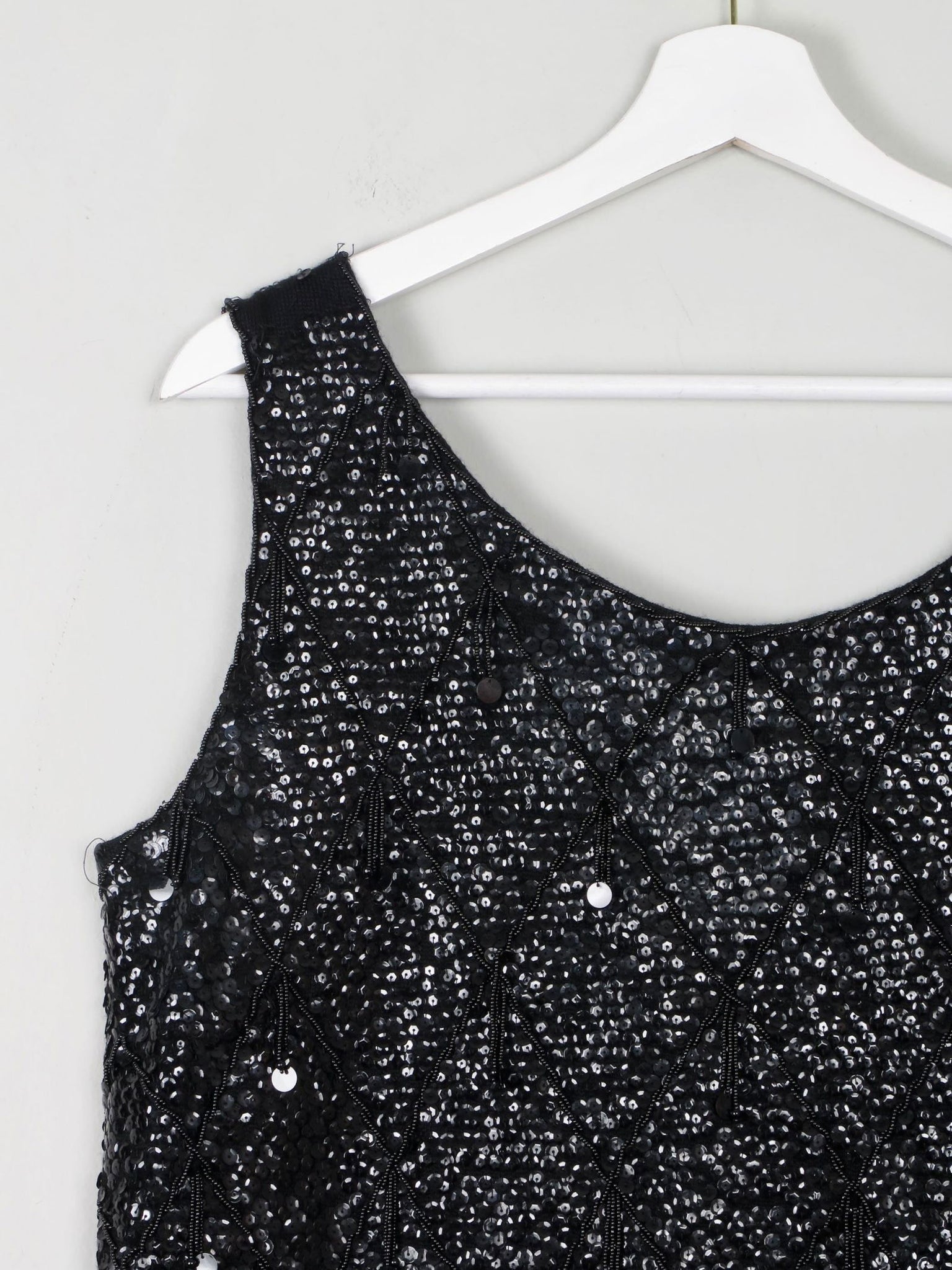 Vintage Black Beaded 1950s Top M - The Harlequin