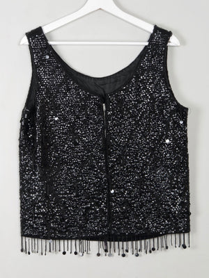 Vintage Black Beaded 1950s Top M - The Harlequin