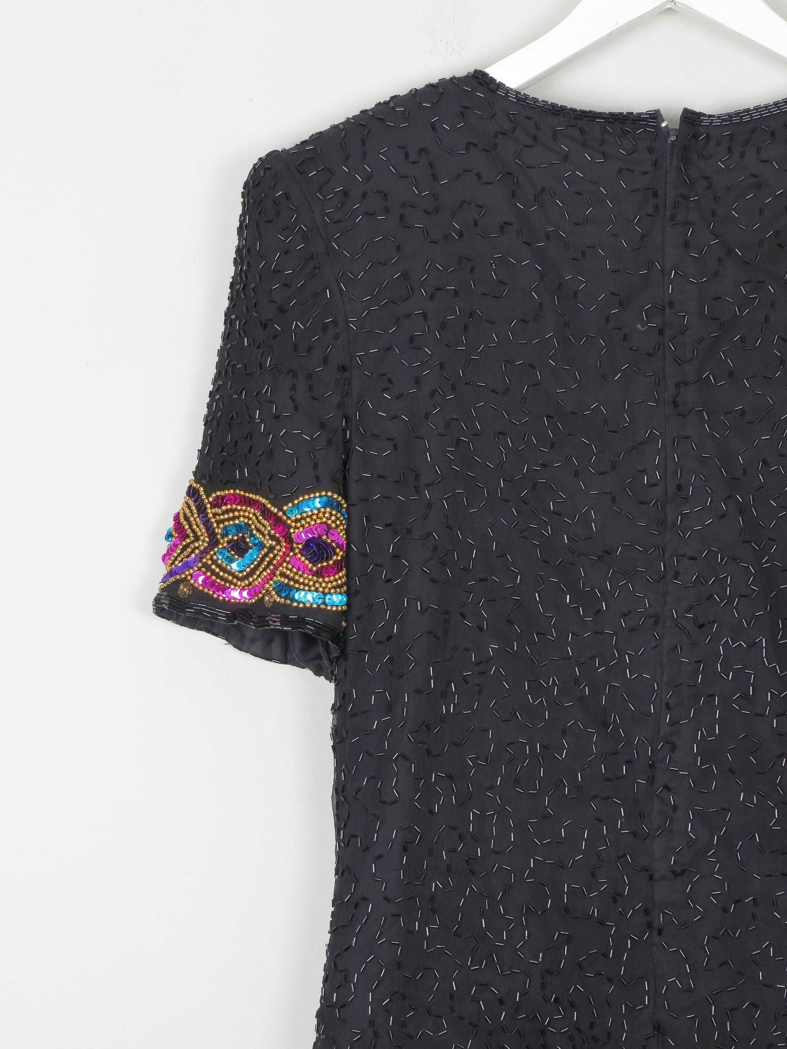 Vintage Black Beaded & Sequin Top S - The Harlequin