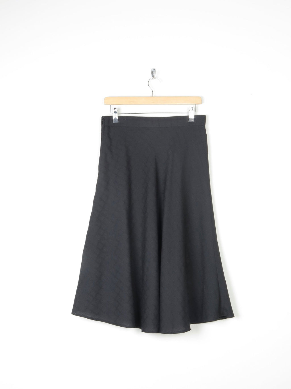 Vintage Black Bias Cut Knee Length Skirt With Belt 30"W 10 - The Harlequin