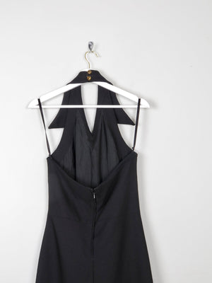 Vintage Black Embellished Embroidered Halter Neck 1970s Dress S - The Harlequin