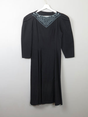 Vintage Black Fitted Black Dress XS - The Harlequin