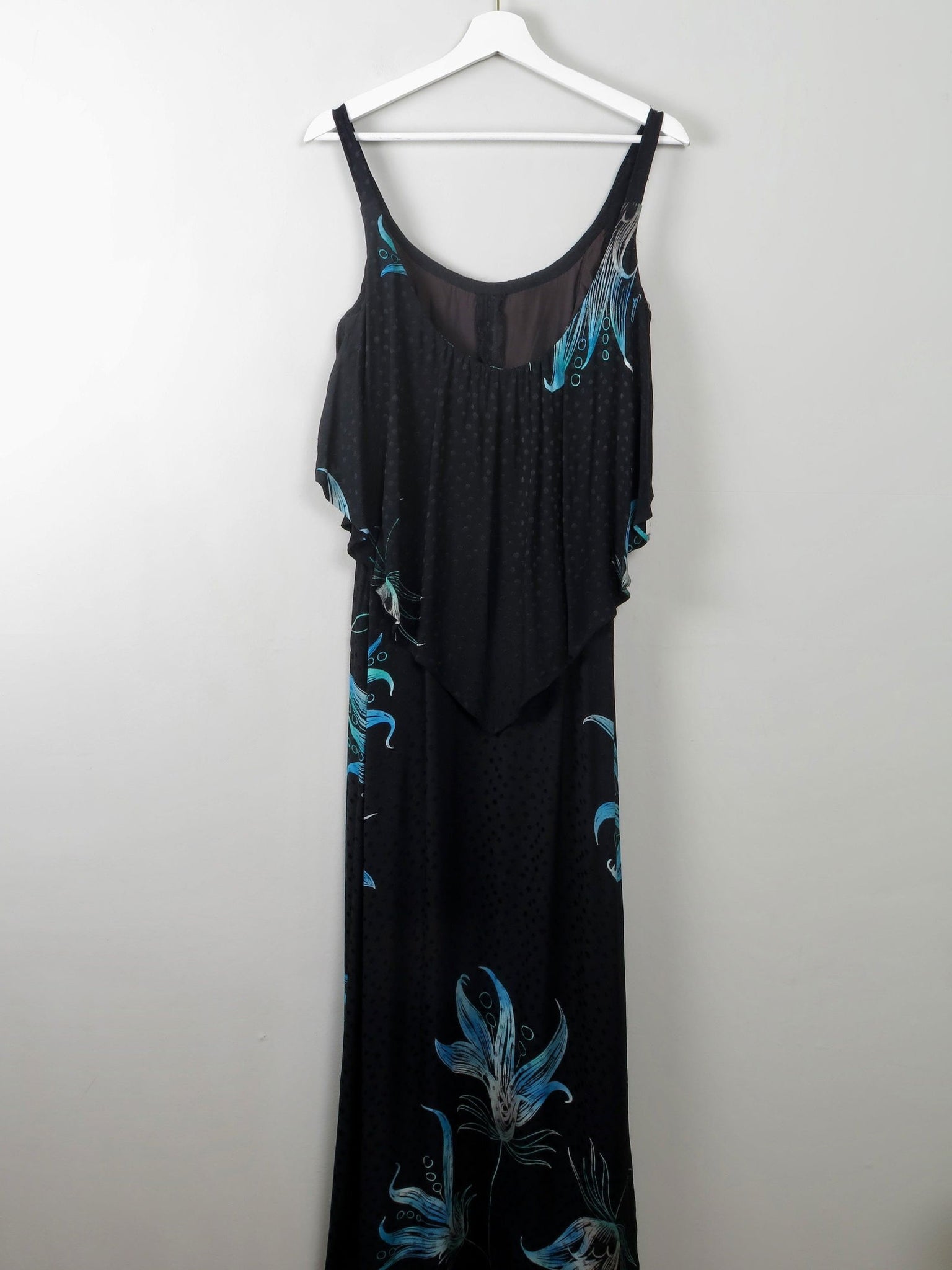 Vintage Black & Green Long Dress 1970s XXS - The Harlequin