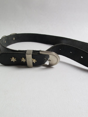 Vintage Black Leather Belt XS/S - The Harlequin