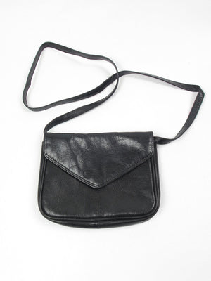 Vintage Black Leather Cross Body Bag - The Harlequin