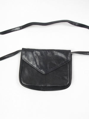 Vintage Black Leather Cross Body Bag - The Harlequin