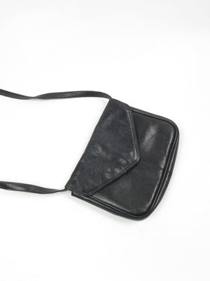 Vintage Black Leather Cross Body Bag - The Harlequin