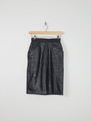 Vintage Black Leather Fitted Skirt 24" XXS - The Harlequin