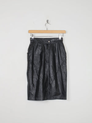 Vintage Black Leather Fitted Skirt 24" XXS - The Harlequin