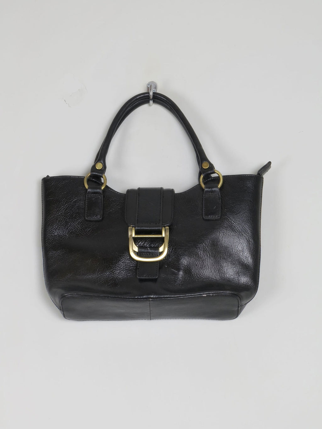 Vintage Black Leather Handbag - The Harlequin