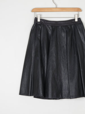 Vintage Black Leather Skater Mini Skirt 26"/6/8 - The Harlequin