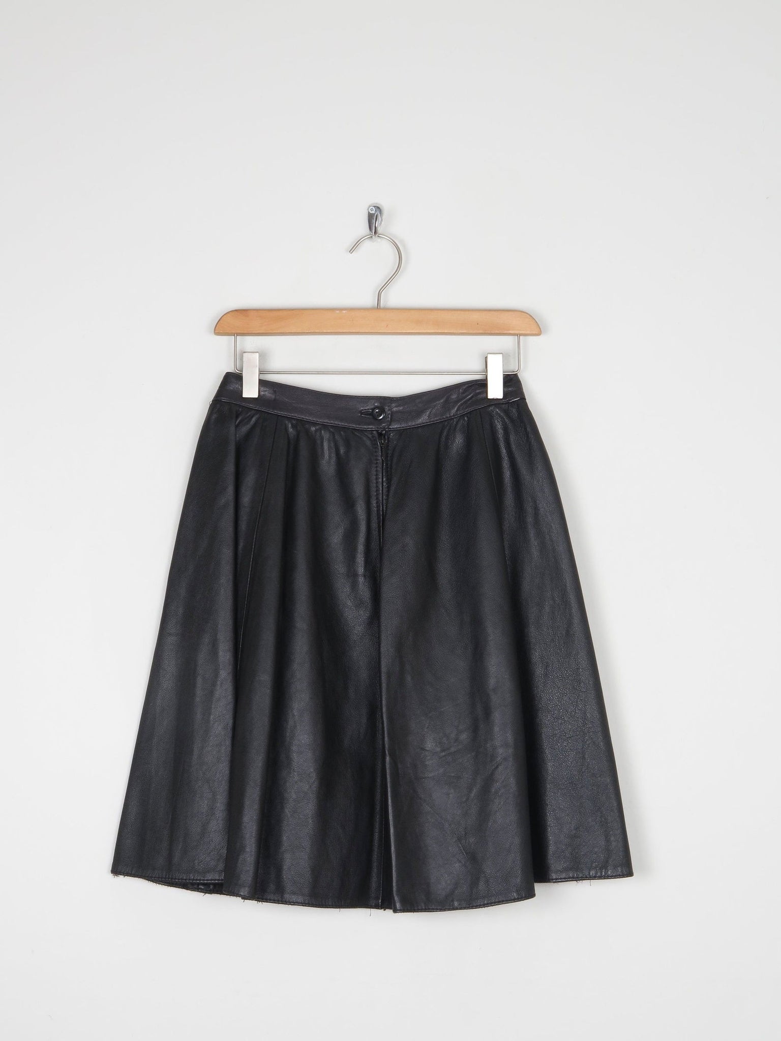 Vintage Black Leather Skater Mini Skirt 26"/6/8 - The Harlequin