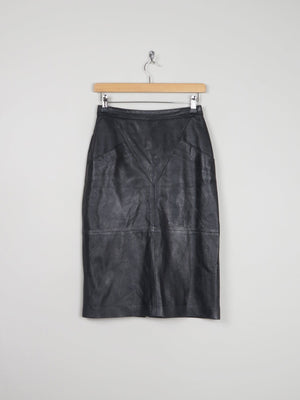 Vintage Black Leather Skirt 26" 6/8 XS - The Harlequin