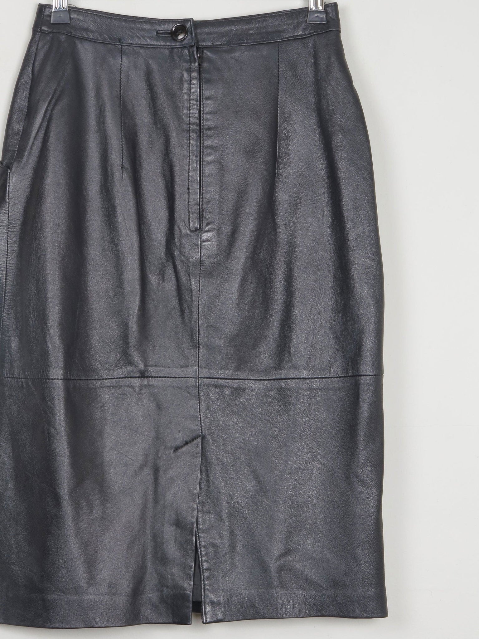 Vintage Black Leather Skirt 26" 6/8 XS - The Harlequin