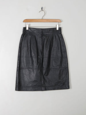 Vintage Black Leather Skirt 27'W - The Harlequin