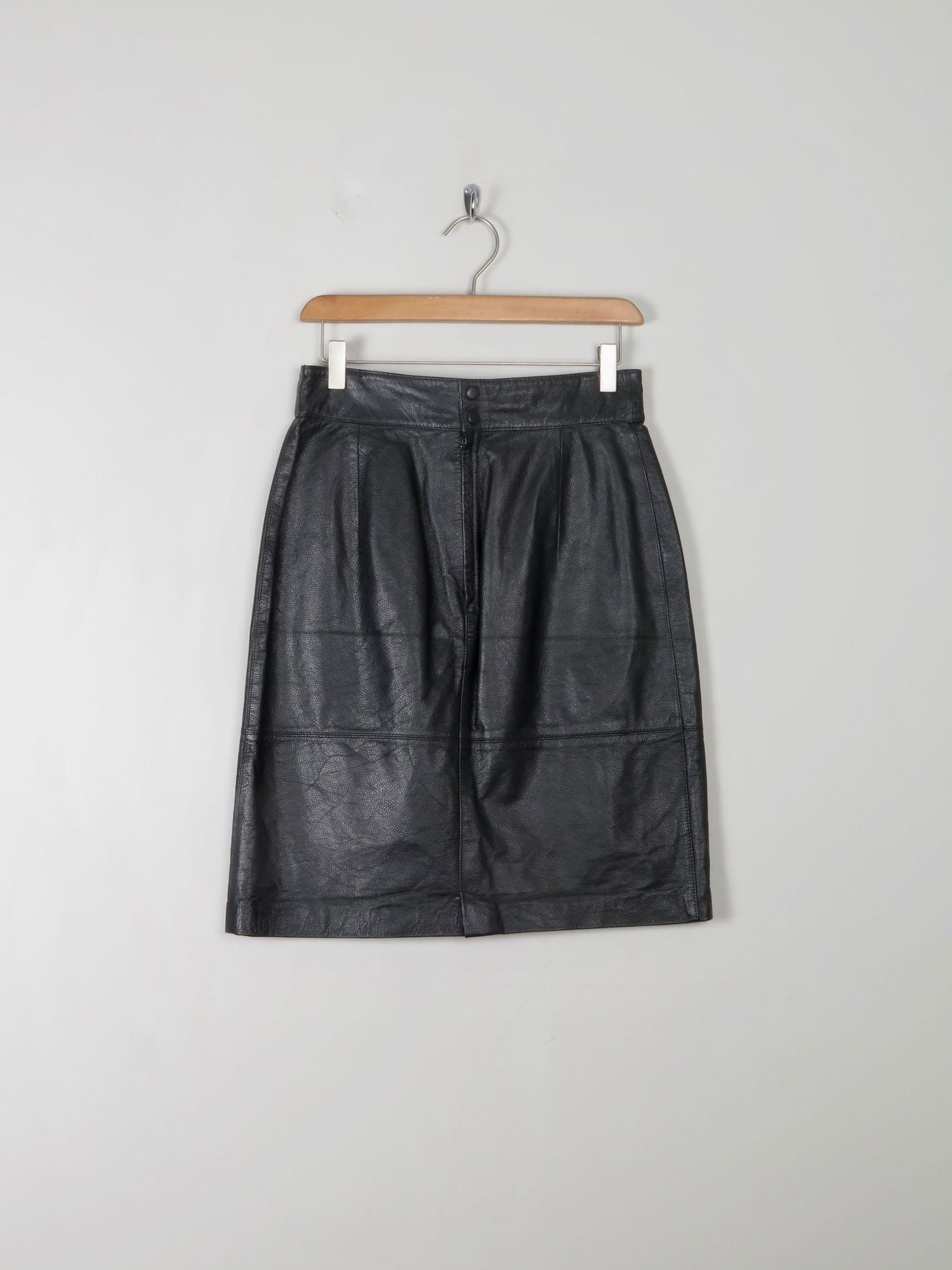 Vintage Black Leather Skirt 27'W - The Harlequin