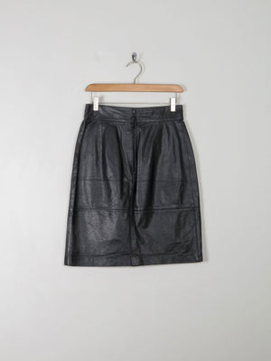 Vintage Black Leather Skirt 27'W - The Harlequin