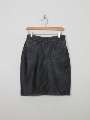 Vintage Black Leather Skirt S 27" W - The Harlequin