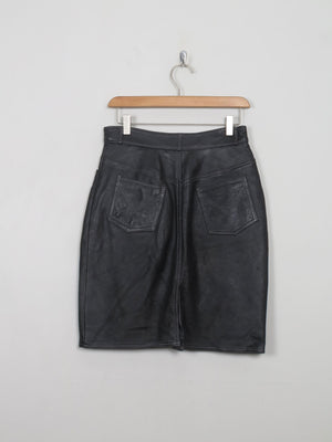 Vintage Black Leather Skirt S 27" W - The Harlequin