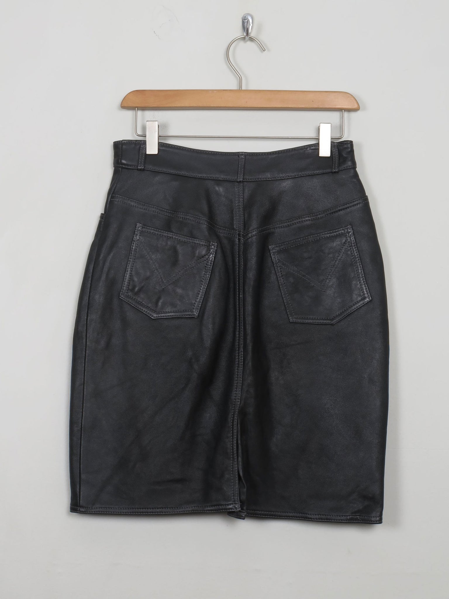 Vintage Black Leather Skirt S 27" W - The Harlequin