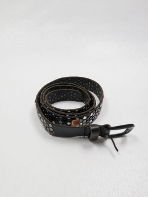 Vintage Black Leather Studded Belt M/L - The Harlequin