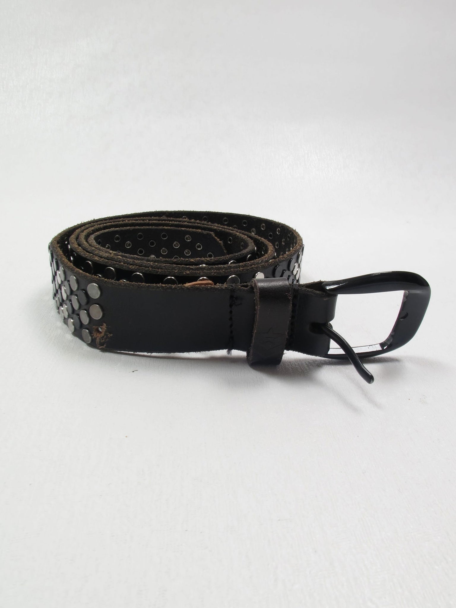 Vintage Black Leather Studded Belt M/L - The Harlequin