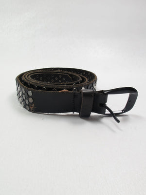 Vintage Black Leather Studded Belt M/L - The Harlequin
