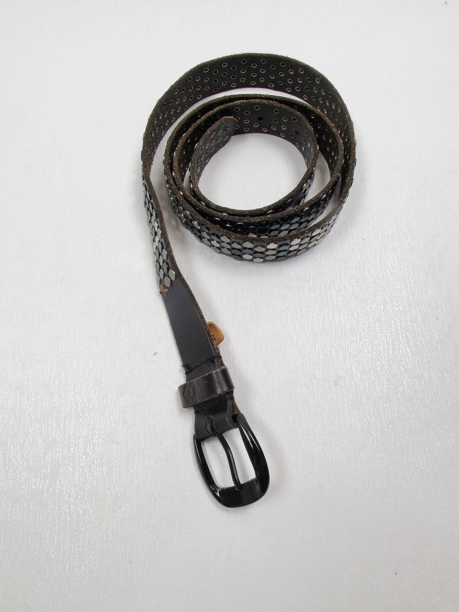 Vintage Black Leather Studded Belt M/L - The Harlequin